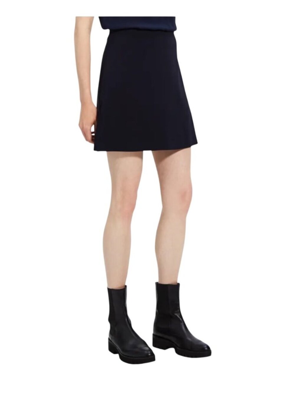 Theory Admiral Crepe A-Line Mini Skirt Black Size 0 Women Made In USA